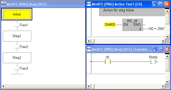 Enhanced SFC display Automatisk uppdatering av Action och