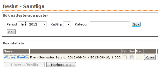 2 (6) Avslå frånvaro From denna version kan du som chef aktivt avslå ledighetsansökningar. Du kan göra det på två olika sätt.