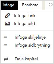 1.5.3 Formatera text som länk eller infoga länkar Med denna funktion kan du antingen skapa externa webblänkar eller interna referensser till andra kapitel.