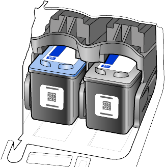 kapitel 7 Obs! Det är normalt att det har samlats bläck i bläckpatronsplatserna. 3 Ta ut den nya bläckpatronen ur förpackningen och ta försiktigt bort plasttejpen som täcker bläckmunstyckena.