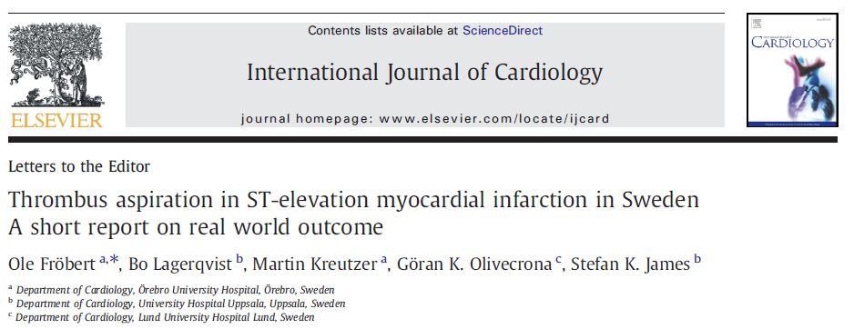 Cumulative risk of death Registry Studies SWEDE SCAAR HEART 0,20 Thrombus aspiration in Sweden 2005-2009