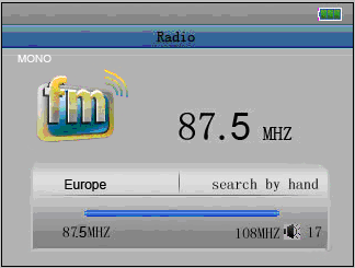 Under interface, markera Radio meny, tryck ett kort tryck på M knappen för åtkomst av radions interface. Som nedan: 2.