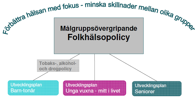 Botkyrka kommuns flerårsplan mål 3 Botkyrkaborna är friskare och mår bättre FOLKHÄLSOPOLICY Folkhälsoarbetet ska leda till att hälsoläget förbättras för alla och att socioekonomiska skillnader i