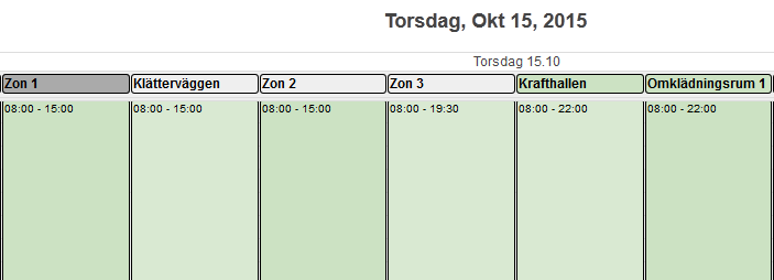 7. Klicka, dra och släpp på den dag och tid som man önskar sig - Vill man boka flera utrymmen samtidigt håller man