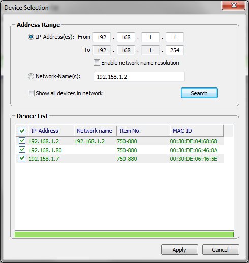 750-88X Öppna Ethernet Update Tryck Add Skriv in IP adress i Network-Name Eller sök efter enheter i ett