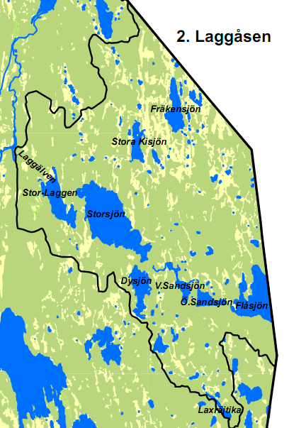 DELOMRÅDE 2 NO DELEN AV UVÅN TILL LAGGÄLVENS MYNNING I UVÅN OMRÅDESBESKRIVNING Området ligger i nordöstra delen av kommunen, och avrinningsområdets naturliga lägsta punkt är Laggälvens mynning i Uvån.