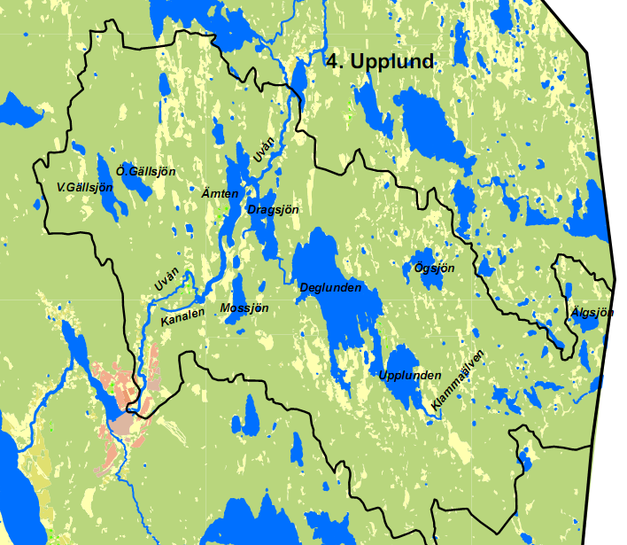 DELOMRÅDE 4 - UVÅN, TRANEBERGSÄLVEN OCH GÄLLÄLVEN NER TILL UVÅNS UTLOPP I VÄRMULLEN OMRÅDESBESKRIVNING Sjösystemet ligger söder om Laggälvens dalgång, och avgränsas i norr av berg som Kvarnhöjden,