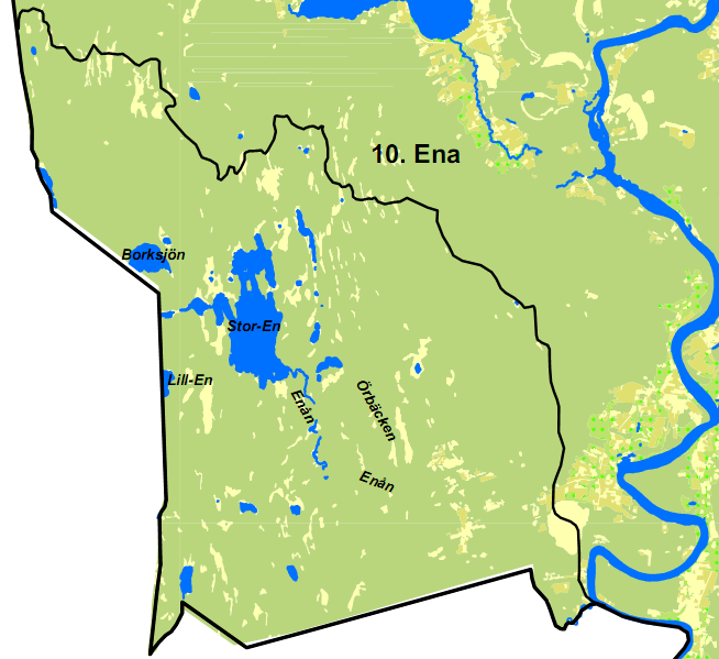 DELOMRÅDE 10 ENSJÖARNA VIA ENÅN TILL KLARÄLVEN OMRÅDESBESKRIVNING I sydvästra delen av Hagfors kommun ligger ett kuperat skogsområde med branta berg med inslag av hyperit.