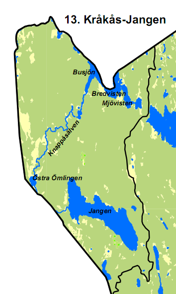 AVRINNINGSOMRÅDE VÄST TILL NORSÄLVEN DELOMRÅDE 13 BADA- ÄLVEN OMRÅDESBESKRIVNING I kommunens nordvästra del finns några vattenförekomster som avrinner västerut till Frykens vattenområden.