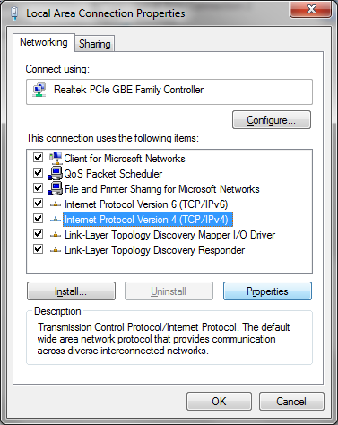 b) Du skall nu ange din IP-adress. Standardalternativet är att datorn automatiskt får en adress av en så kallad DHCP-server, men i detta fall skall vi själva välja och sätta en IP-adress.