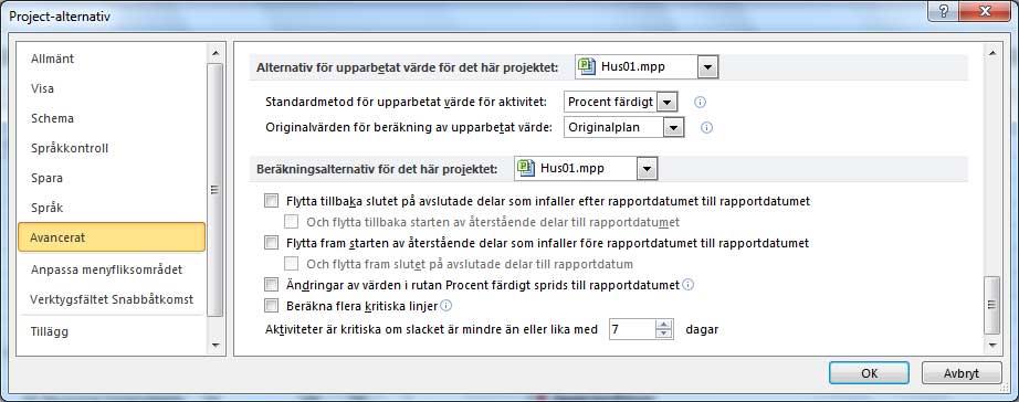 Gantt-diagrammet har nu anpassat sig till din inställning! Kostnader Efter tid- och resursplaneringen är det dags att beräkna förkalkylen.