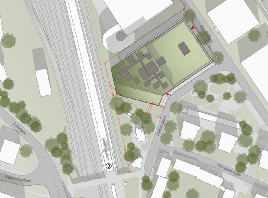 Figur 2.2. Illustrationsplan kv Tygeln 2 (Tengbom, 2015-03-30). Den nya kontorsbyggnaden planeras med 9 våningar ovan mark samt garage- och teknikvåningar under mark (se figur 2.3).