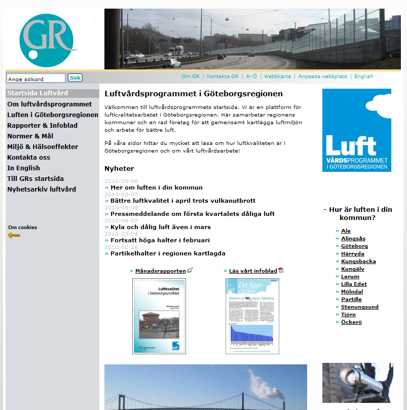 Den nya hemsidan hittar man numera direkt på startsidan hos Göteborgsregionen (GR). Förändringen innebär att många funktioner som är förknippade med en tidsenlig webbplats nu finns.