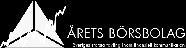 Resultatlista Bästa IR-webbplats 2013 Samtliga bolag (i resultatordning) Bolag Poäng Placering Cloetta AB 29,5 1 Axfood AB 28 2 Byggmax Group AB 26 3 Wallenstam, AB 25,5 4 Husqvarna AB 25 5 SKF, AB