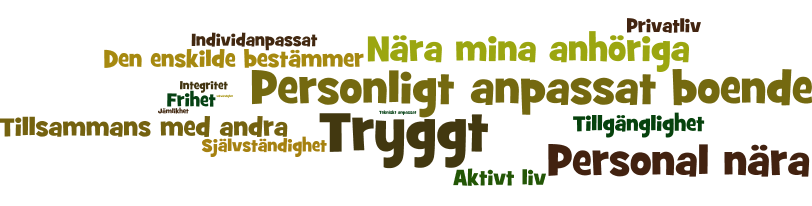 12.2 DISKUSSION Ordmolnet visar hur vanligt förkommande orden är och trygghetsbehovet lyser igenom inte bara i det enskilda begreppet utan även i flera av de andra begreppen som handlar om närhet av