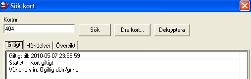 12.22 Kontrollera ett kort med monitor Det händer ganska ofta att en kund kommer fram till receptionen och undrar hur många klipp han har kvar på sitt kort, eller, om kortet inte öppnade grinden,