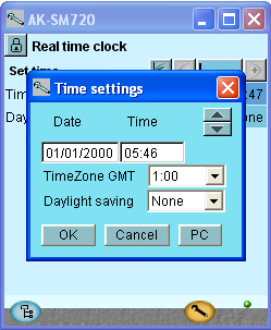 Konfiguration - forts Klockfunktion 1. Gå till konfigurationsmenyn 2. Välj inställningstid och datum 3. Tidsinställning Tryck på det blå fältet (som har inställningsmöjlighet).