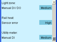 Konfiguration - fortsättning Ange larmprioriteter 1. Gå till menyn Configuration (konfiguration) 2. Välj Alarm priorities Många funktioner har ett larm anslutet.