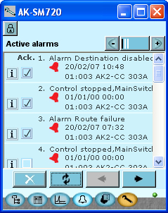 Första start av System manager Kontrollera larm 1. Gå till översikten 2. Gå till Larmlistan 3.