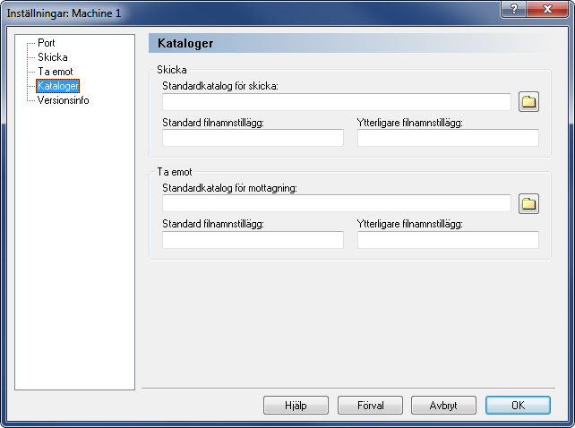 DNC inställningar 137 7.4. Kataloginställningar I den här dialogrutan kan du definiera katalogerna för skicka och ta emot.