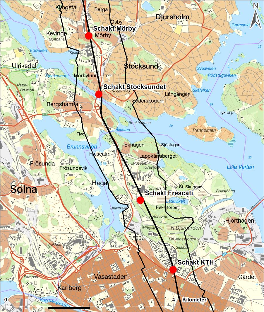 Bild 1. Områden där trädbestånd inspekterats och inventerats. På samtliga platser har besiktningen gjorts som en övergripande bedömning av trädbeståndet.