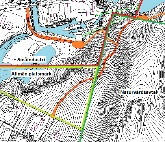 9 Hushållningsbestämmelserna De mark- och vattenområden som berörs av ansökan är markområdet söder om fallen, strömfallsfastighetens vattenområden och Ätrans nedre vattenområde. 9.