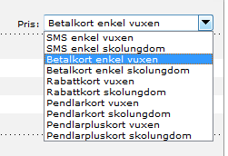 Du har nu fått upp dina resalternativ. Flera olika förslag kommer upp samtidigt du ser vilken som är vald genom att rutan är i bockad till vänster.