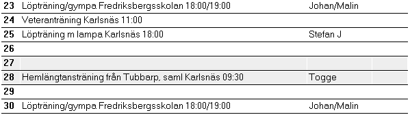 NOVEMBER Detta är en exakt kopia av hur webbkalendern såg ut den 3/10.