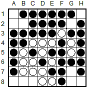 B7 svårhittat men E7 eller åtminstone F8 borde inte ha varit omöjligt. Det spelade draget rensar förvisso diagonalen men ger svart ett utmärkt svarsdrag. 45.E7 46.E8 47.F8 48.B7 50.G2?