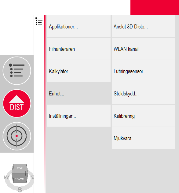 3.4 Lutningssensor Lutningssensor En inbyggd sensor säkrar att mätningarna relateras till den faktiska horisonten eller lodlinjen, definierad av tyngdkraften.