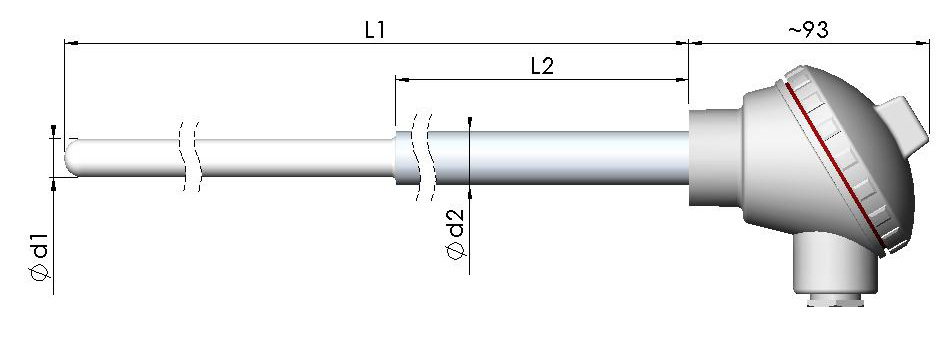 Lagerhållna termoelement TERMOELEMENT K och N modell 8109 000. Yttre skyddsrör av Kanthal AF alternativt 353 MA. Utbytbar Ø 6 mm mätinsats med mantel av Inconel 600. Isolerad mätpunkt.
