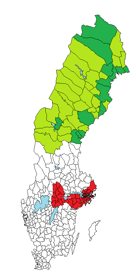 självförsörjande i kostnadsutjämningssystemet för kommuner och finansiär av kostnadsutjämningsbidrag till andra kommuner i landet. Detta illustreras i Figur 5.