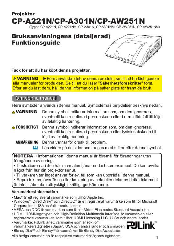 Du hittar svar på alla dina frågor i instruktionsbok (information, specifikationer,