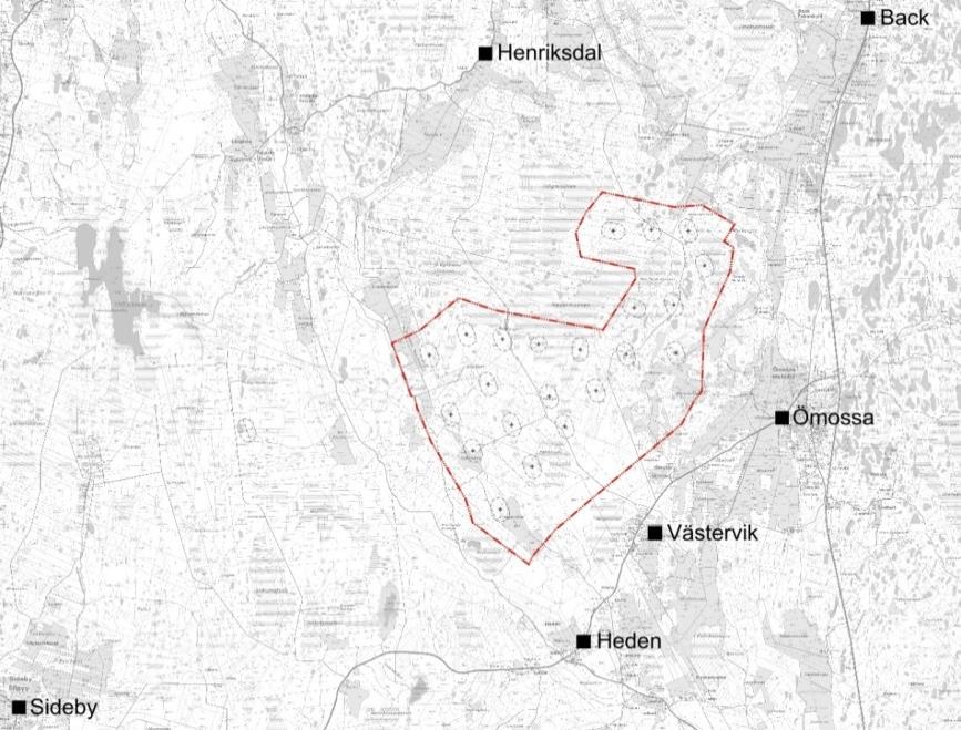 1-39 I jämförelse med miljökonsekvensbeskrivningen har delgeneralplanen ändrat karaktär, såväl delgeneralplaneområdets areal som antalet vindkraftverk har minskat.