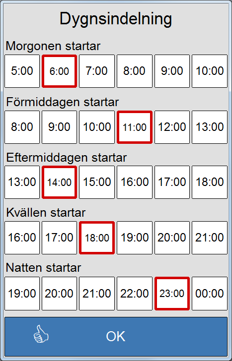 3.2.3 Klocka och tidslinje Här väljer man hur klockan visas i toppfältet och om tidslinjen och den digitala klockan ska ha 24 eller 12 timmars visning.