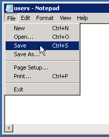 Dubbelklicka på/öppna filen users Skriv in användarens kontonamn. OBS, använd Pre Windows 2000-namnet för användaren. (Ta bort eventuellt kontonamn som redan står).