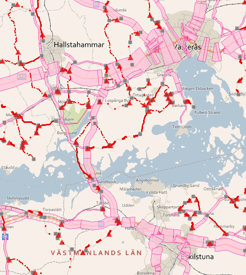 Nuvarande trafikflöden Total trafik E20 väster om Eskilstuna ÅDT 12 010 fordon Väg 56 vid Kvicksund ÅDT 10 750 fordon Väg 56 vid E18