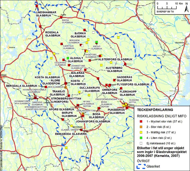 Glasriket Fyra kommuner Ett 40-tal objekt (RK 1 och 2) inom en