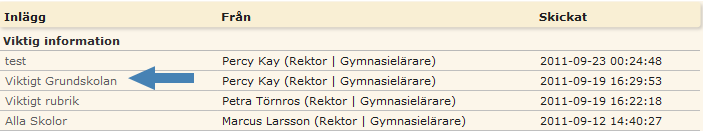 Anslagstavla Under fliken Anslagstavla kan du läsa och posta information till hela organisationen/skolan, personalen och din klass samt kursgrupper.