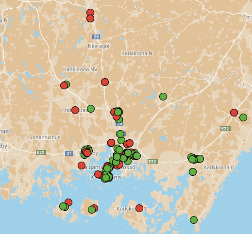 3.4 Karlskrona Under mätperioden (3-16 april) i Karlskrona kommun har svar inkommit från 132 enheter/leveransadresser. Ytterligare 60 enheter, som anses vitala har lagts till i analysen.