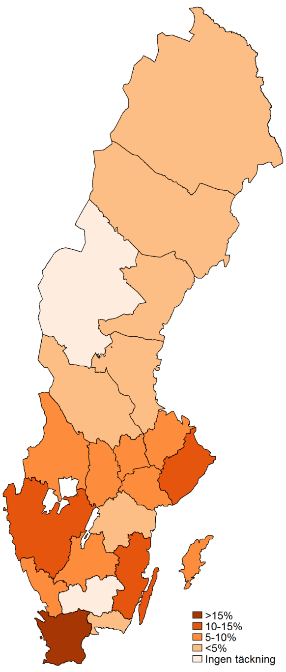 ANDEL AV SVERIGES BARN (3-19 ÅR) REGISTRERADE FÖR FETMABEHANDLING I BORIS.