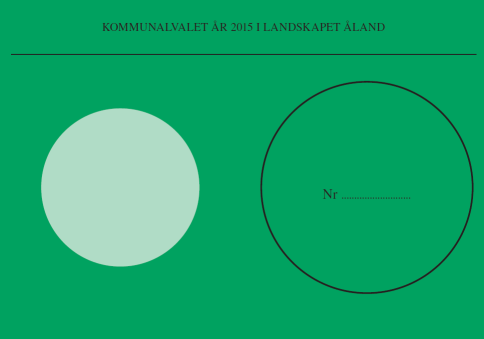 Du röstar genom att skriva numret på din kandidat på rätt plats på valsedeln. Det finns en särskild valsedel för varje val. För lagtingsvalet är den vit och för kommunalvalet är den grön.