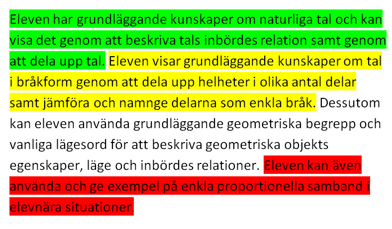 Palmius & Rådbrink 2014 17 Kunskapskrav i matematik årskurs 3