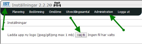6 Systemlogotype Som systemadministratör i Dexter kan man ladda upp en logotype längst upp i vänstra hörnet i systemet.