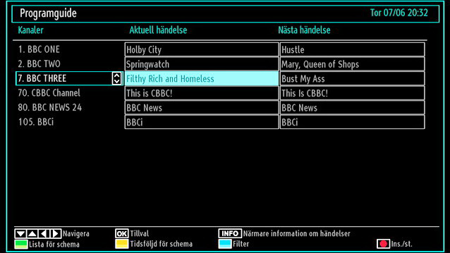 Analog Text-TV Användningen av text-tv och dess funktioner är detsamma som i det analoga systemet. Var god se avsnittet om TEXT-TV.