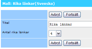 4. Mallen Riklänk har vissa komponenter som känns igen från standardmallen varav titel och ingress är obligatoriska. Skriv in rubriken (titel) och ingressen. 5.