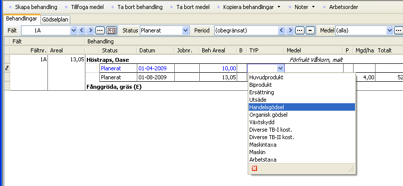 För att skapa en ny så väljer du funktionen Skapa genvägsknappen F11 En tom rad infogas i tabellen på det aktuella fältet.