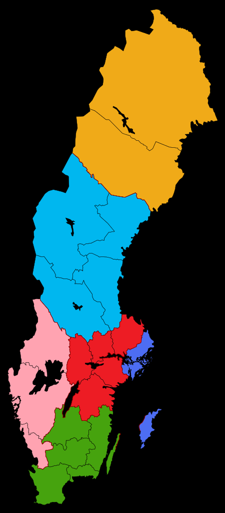 Sverige Norr Mitt Öst Väst Stockholm Syd Bild: