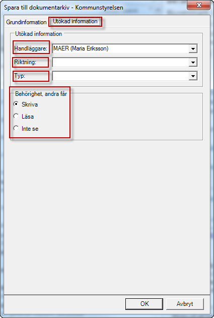 Skicka meddelanden Möjlighet att markera fler handlingar när epost skickas. Alla filer som skickas kan sparas tillbaka till mapp.