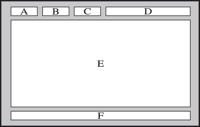 Typisk text-tv-sida Del Innehåll A B C D E F Utvalda sidnummer. Tv-kanalens identitet.